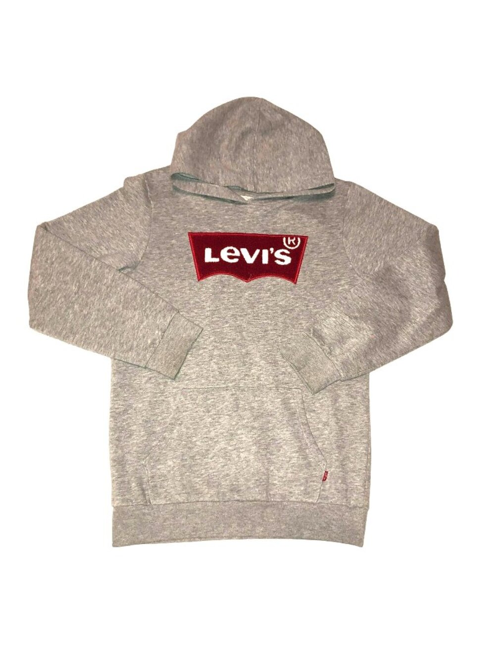 Levi's Hoodie Sz XL Gray with Large Embroidered Logo Sweatshirt Youth Womens XS